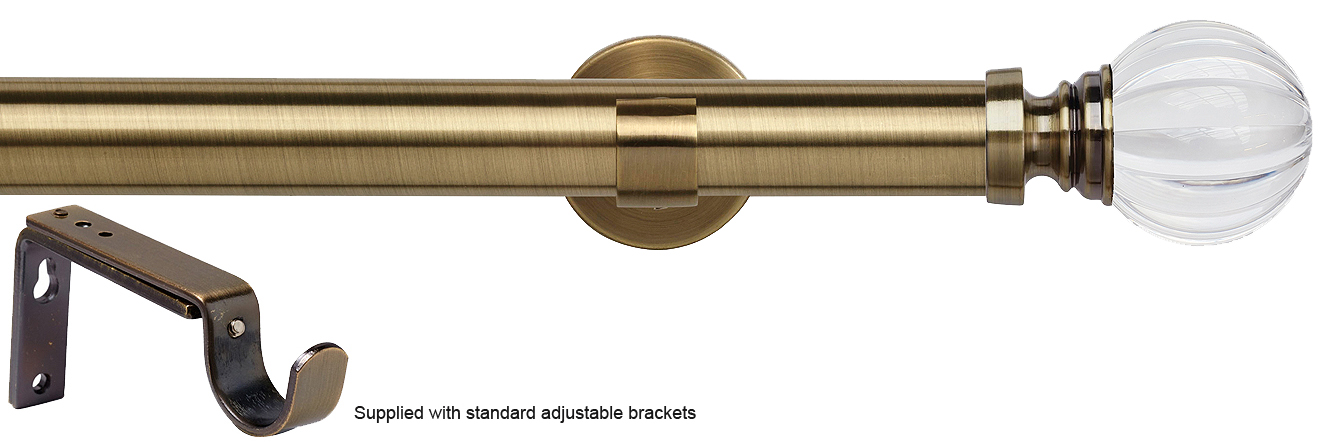 Speedy 35mm Eyelet Standard Pole, Antique Brass, Segmented Ball