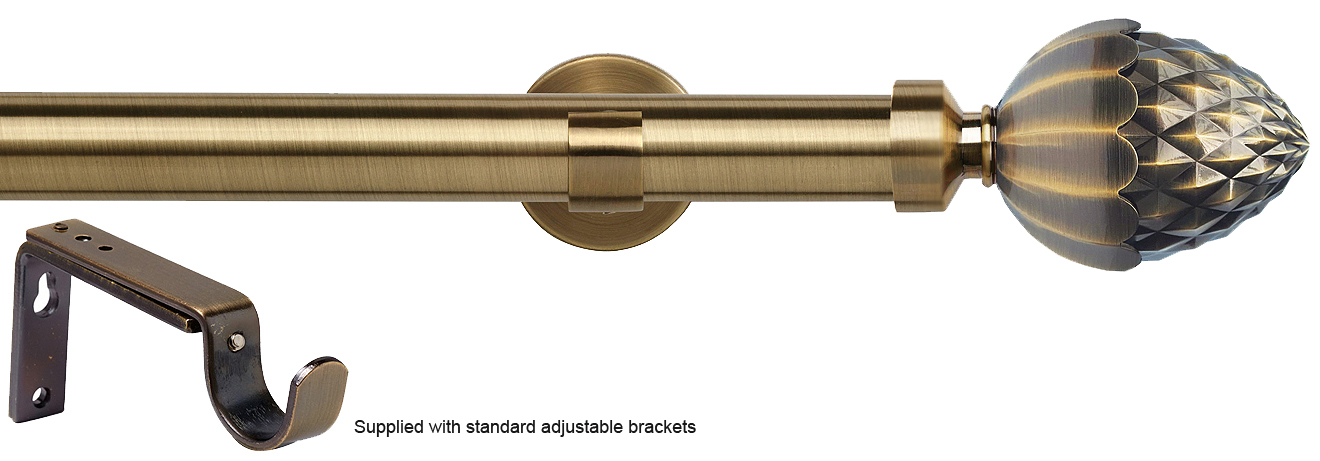 Speedy 35mm Eyelet Standard Pole, Antique Brass, Acorn