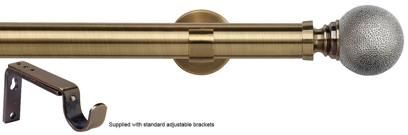 Speedy 35mm Eyelet Standard Pole, Antique Brass, Textured Ball