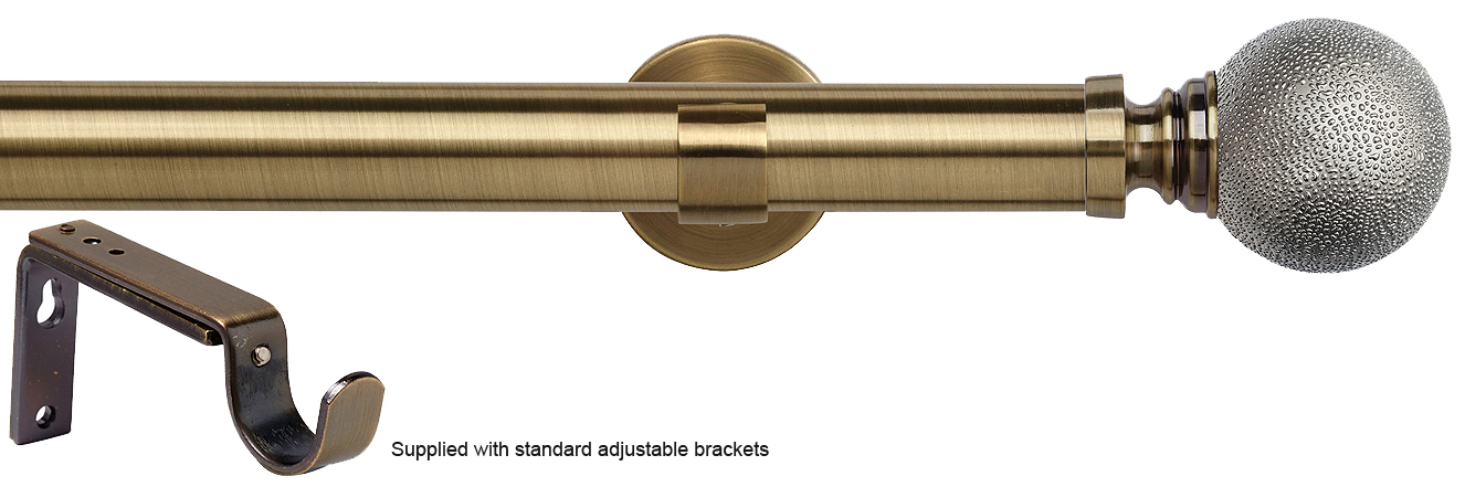 Speedy 35mm Eyelet Standard Pole, Antique Brass, Textured Ball