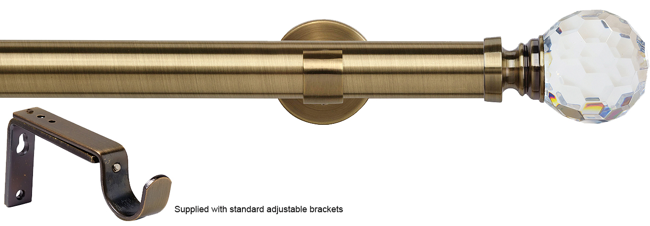 Speedy 35mm Eyelet Standard Pole, Antique Brass, Acrylic Ball