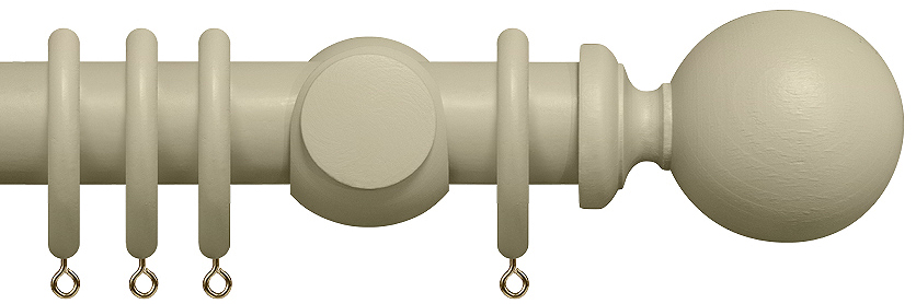 Renaissance Natur Shades 35mm Wood Curtain Pole, Stone Grey, Ball