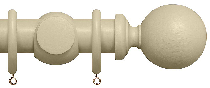 Renaissance Natur Shades 50mm Wood Curtain Pole, Cotton Cream, Ball