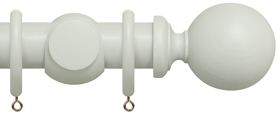 Renaissance Natur Shades 50mm Wood Curtain Pole, Chalk White, Ball