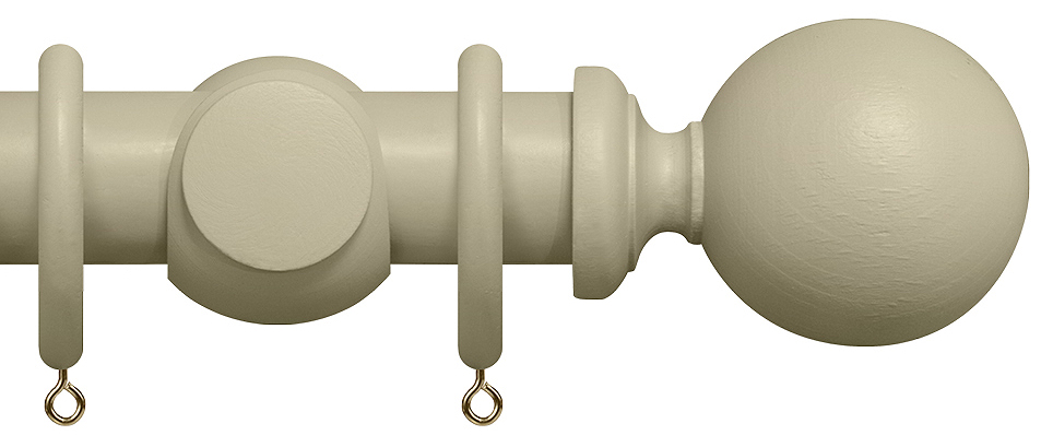 Renaissance Natur Shades 50mm Wood Curtain Pole, Stone Grey, Ball