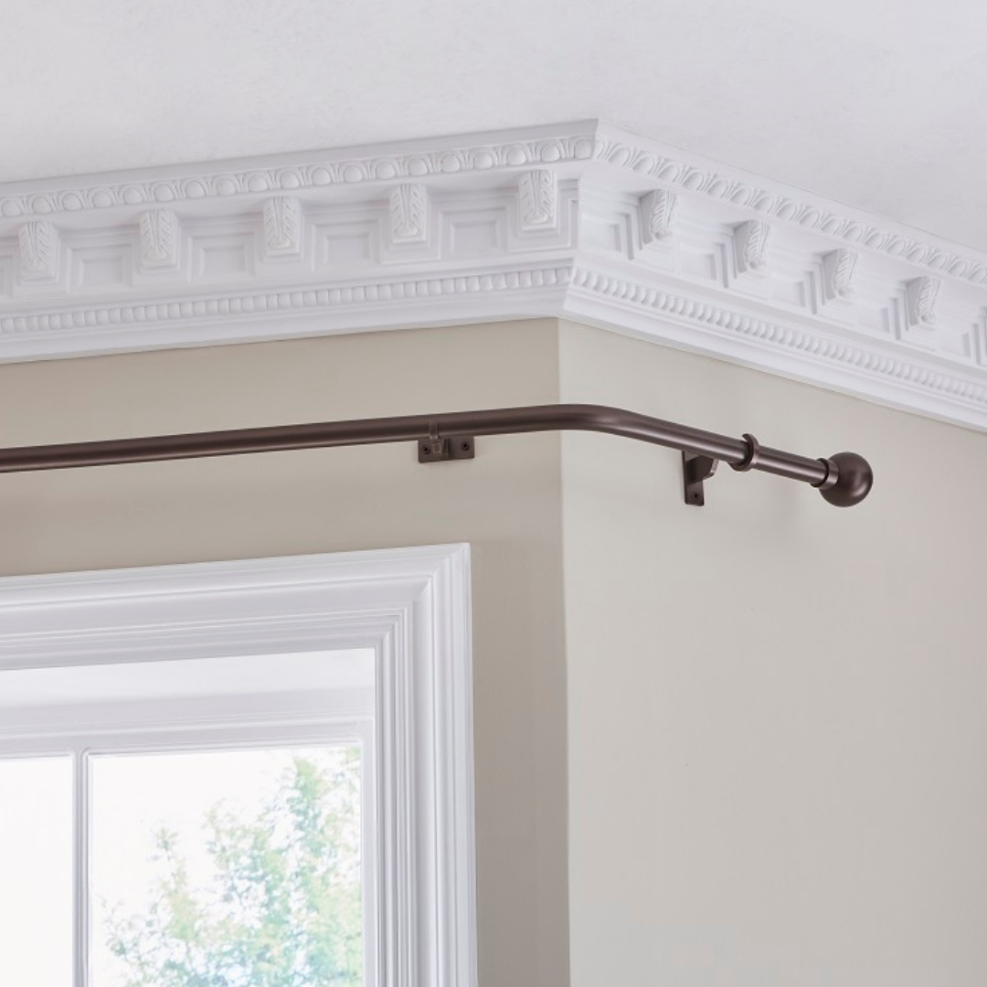 Arc 25mm Metal Bay Window Curtain Pole,Mocha,Stud | Just Poles