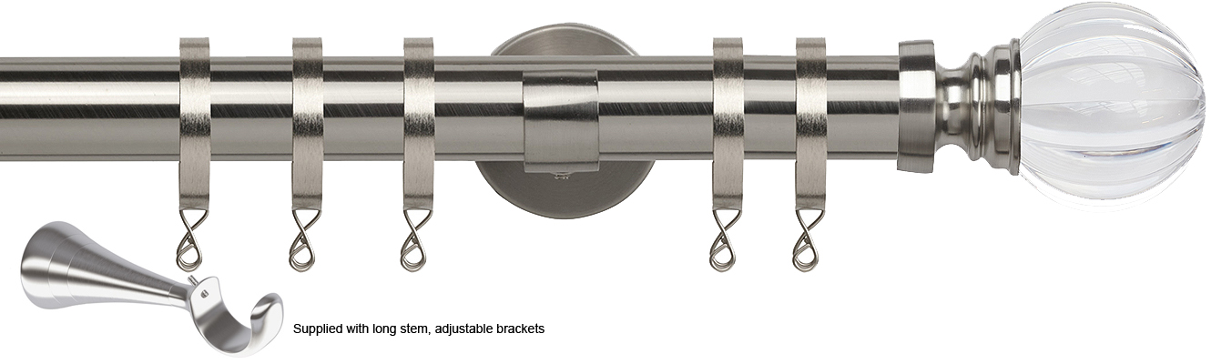 Speedy 35mm Poles Apart Metal Pole Long Stem Satin Silver Segmented Ball