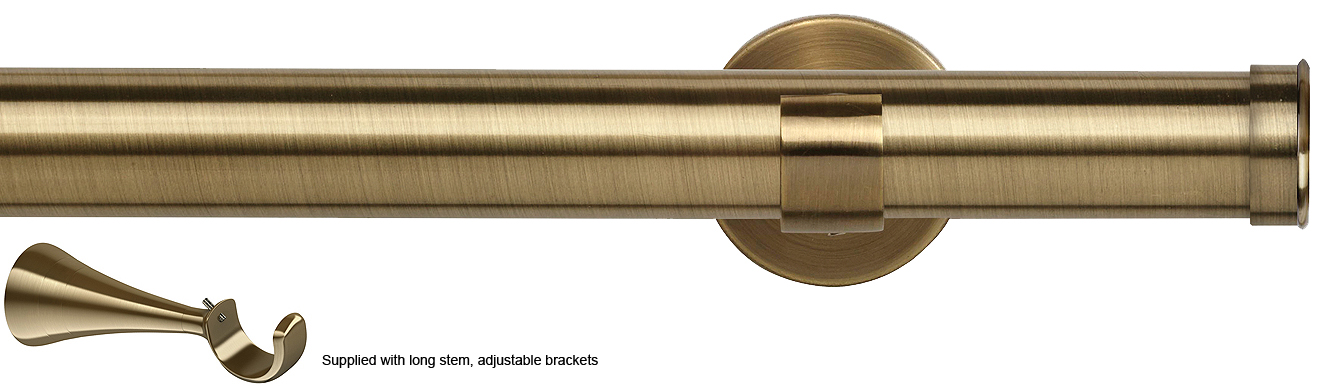 Speedy 35mm Poles Apart Metal Eyelet Pole, Long Stem, Antique Brass, Endcap
