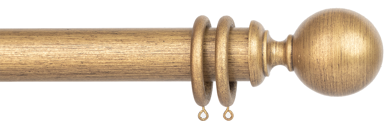 Byron Chalfont 35mm 45mm Curtain Pole Gold Distressed Ball