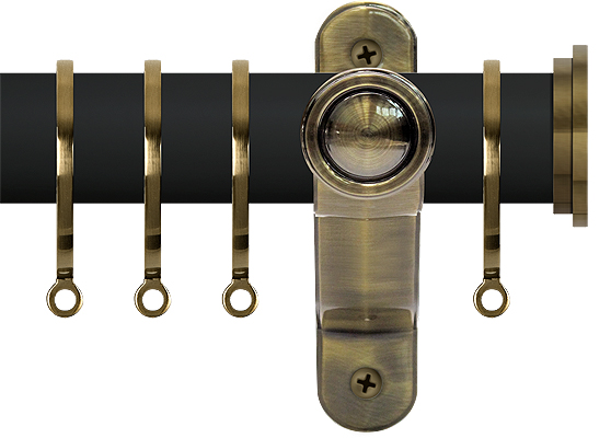 Renaissance Accents 35mm Cool Black Lux Pole, Ant Brass Fynn Endcap