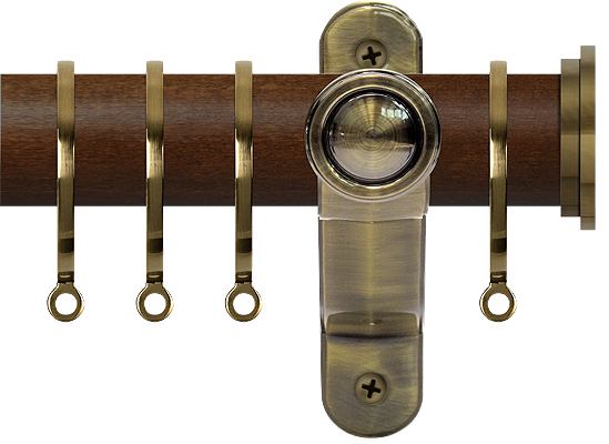 Renaissance Accents 35mm Dark Oak Lux Pole, Ant Brass Fynn Endcap