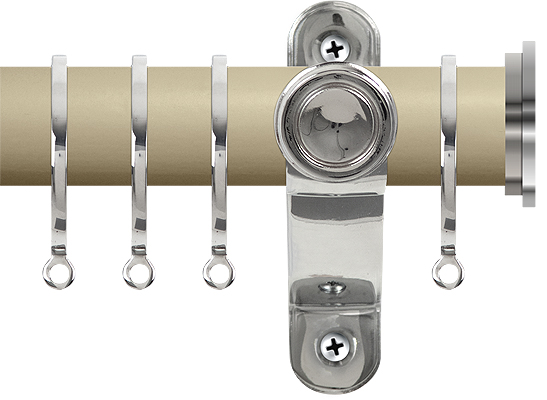 Renaissance Accents 35mm Cotton Cream Lux Pole, Polished Silver Fynn Endcap