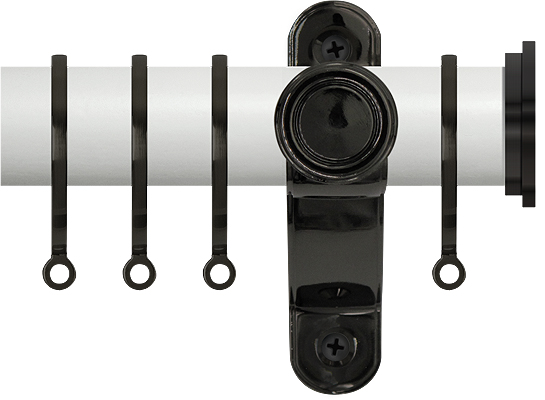 Renaissance Accents 35mm Chalk White Lux Pole, Black Nickel Fynn Endcap