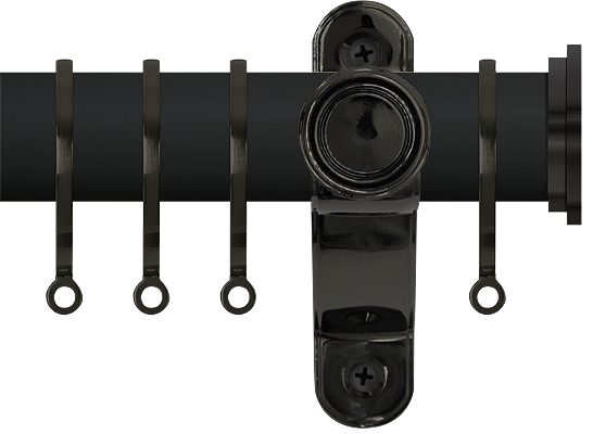 Renaissance Accents 35mm Cool Black Lux Pole, Black Nickel Fynn Endcap