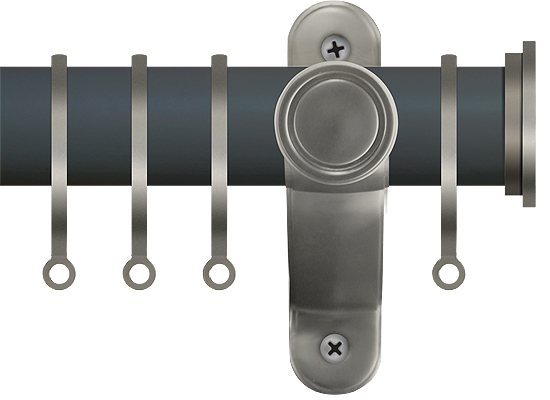 Renaissance Accents 35mm Slate Grey Lux Pole, Titanium Fynn Endcap