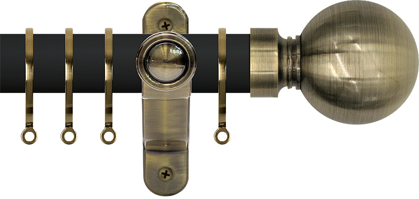 Renaissance Accents 35mm Cool Black Lux Pole, Ant Brass Ball