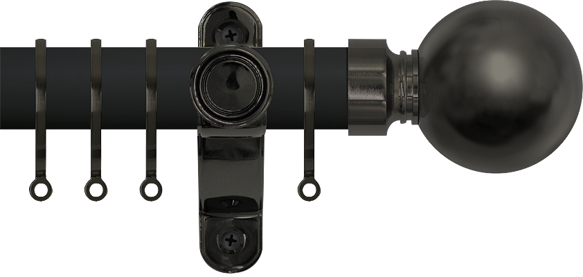 Renaissance Accents 35mm Cool Black Lux Pole, Black Nickel Ball