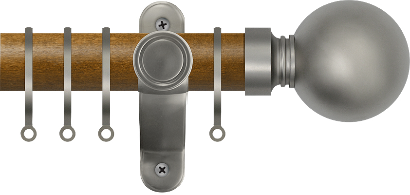 Renaissance Accents 35mm Mid Oak Lux Pole, Titanium Ball