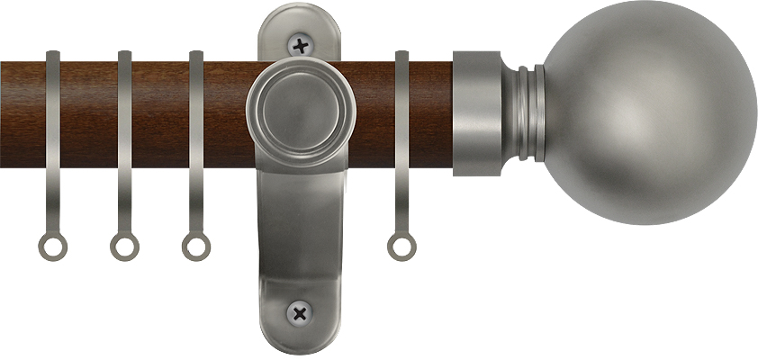 Renaissance Accents 35mm Dark Oak Lux Pole, Titanium Ball