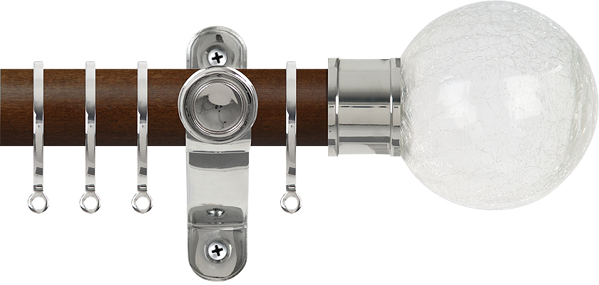 Renaissance Accents 35mm Dark Oak Lux Pole, Polished Silver Crackled Glass
