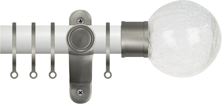 Renaissance Accents 35mm Chalk White Lux Pole, Titanium Crackled Glass