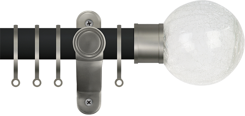 Renaissance Accents 35mm Cool Black Lux Pole, Titanium Crackled Glass