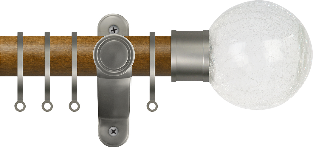 Renaissance Accents 35mm Mid Oak Lux Pole, Titanium Crackled Glass