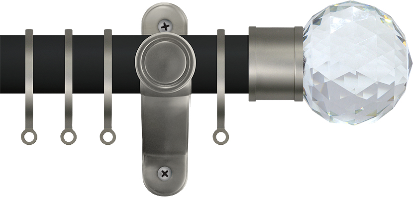 Renaissance Accents 35mm Cool Black Lux Pole, Titanium Cut Crystal