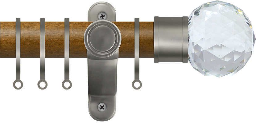 Renaissance Accents 35mm Mid Oak Lux Pole, Titanium Cut Crystal