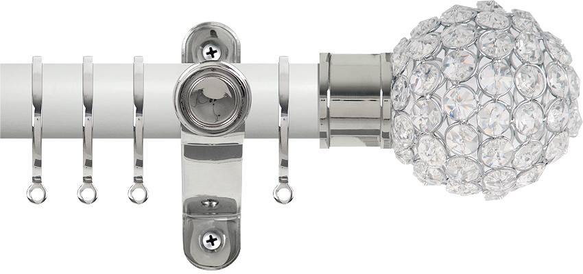 Renaissance Accents 35mm Chalk White Lux Pole, Polished Silver Crystal Bead