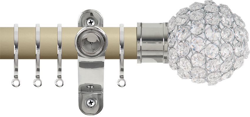 Renaissance Accents 35mm Cotton Cream Lux Pole, Polished Silver Crystal Bead