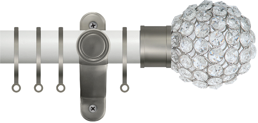 Renaissance Accents 35mm Chalk White Lux Pole, Titanium Crystal Bead