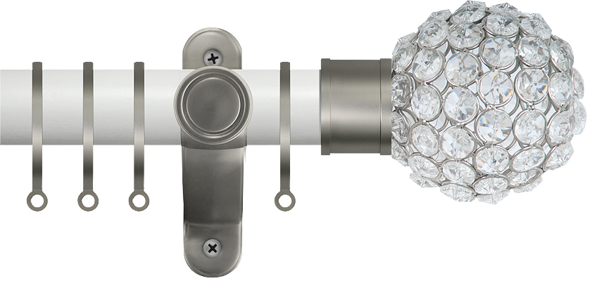 Renaissance Accents 35mm Chalk White Lux Pole, Titanium Crystal Bead