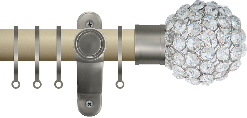 Renaissance Accents 35mm Cotton Cream Lux Pole, Titanium Crystal Bead