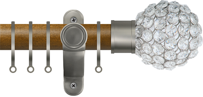 Renaissance Accents 35mm Mid Oak Lux Pole, Titanium Crystal Bead