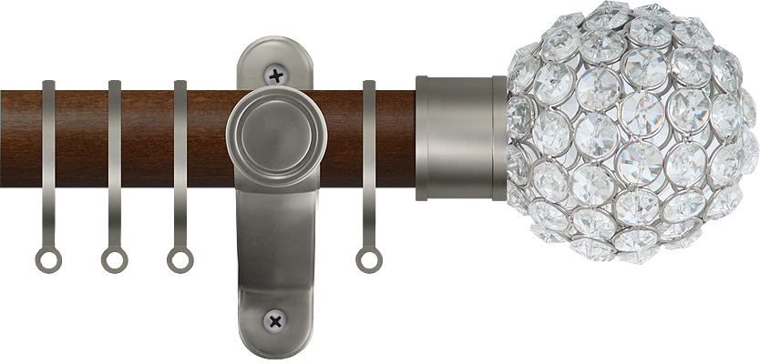 Renaissance Accents 35mm Dark Oak Lux Pole, Titanium Crystal Bead
