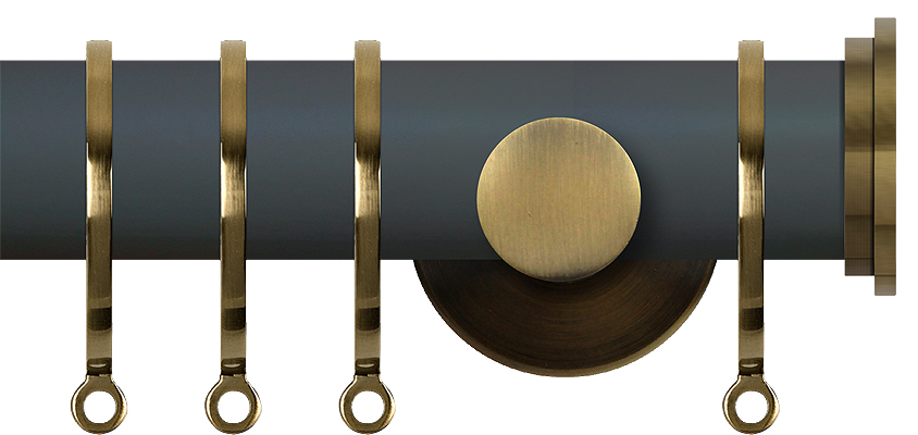 Renaissance Accents 35mm Slate Grey Cont Pole, Ant Brass Fynn Endcap