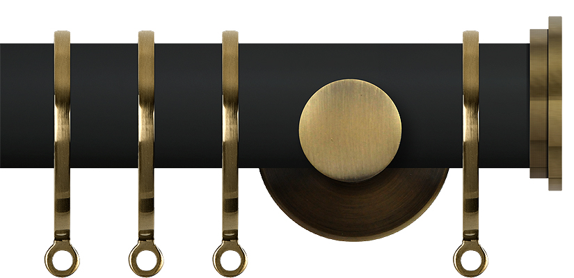Renaissance Accents 35mm Cool Black Cont Pole, Ant Brass Fynn Endcap