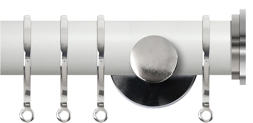 Renaissance Accents 35mm Chalk White Cont Pole, Polished Silver Fynn Endcap