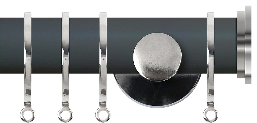 Renaissance Accents 35mm Slate Grey Cont Pole, Polished Silver Fynn Endcap