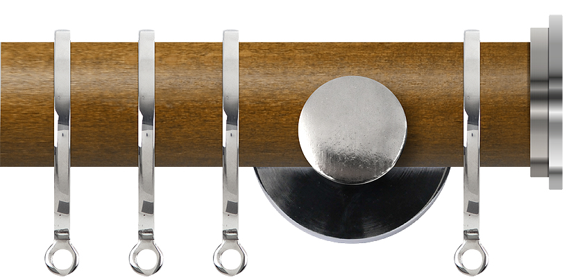 Renaissance Accents 35mm Mid Oak Cont Pole, Polished Silver Fynn Endcap