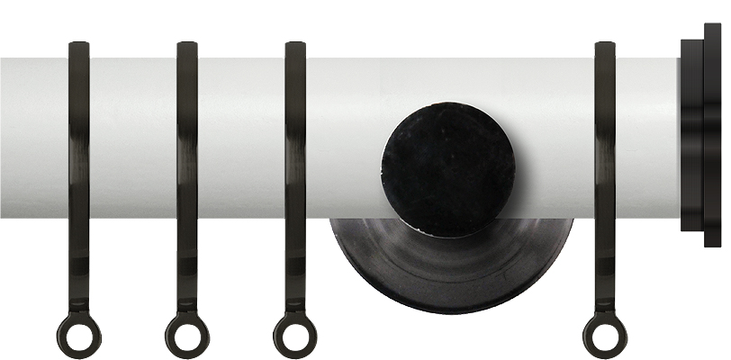 Renaissance Accents 35mm Chalk White Cont Pole, Black Nickel Fynn Endcap