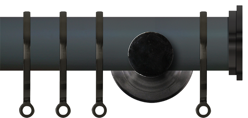 Renaissance Accents 35mm Slate Grey Cont Pole, Black Nickel Fynn Endcap