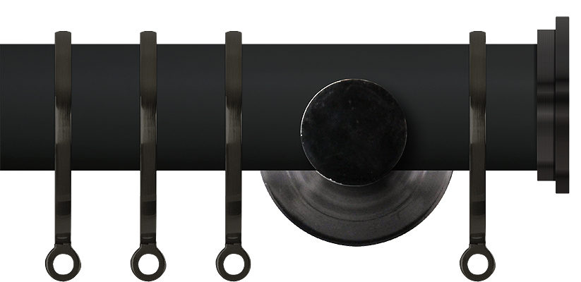 Renaissance Accents 35mm Cool Black Cont Pole, Black Nickel Fynn Endcap