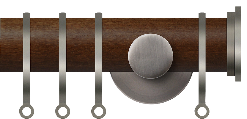 Renaissance Accents 35mm Dark Oak Cont Pole, Titanium Fynn Endcap