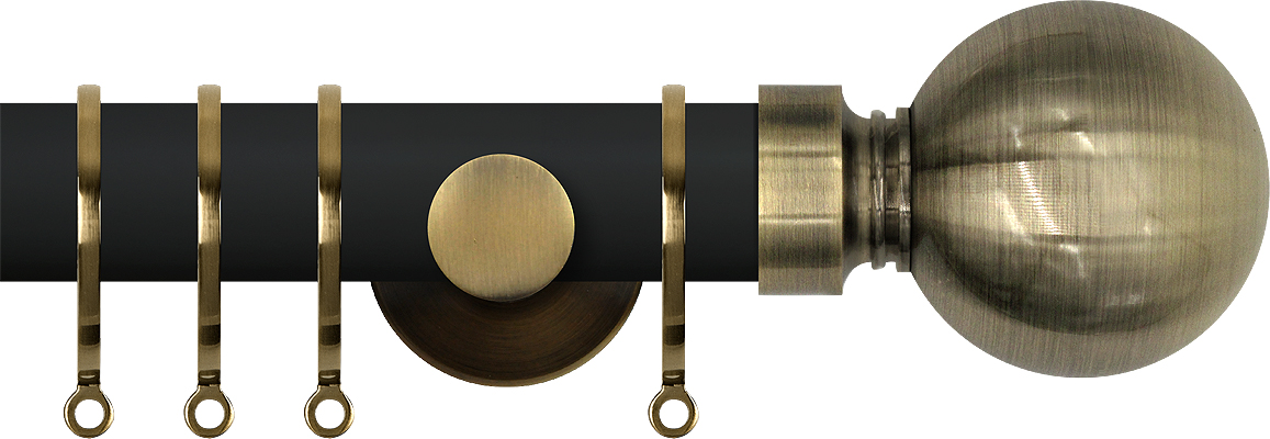 Renaissance Accents 35mm Cool Black Cont Pole, Ant Brass Ball