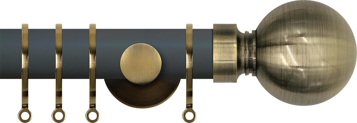 Renaissance Accents 35mm Slate Grey Cont Pole, Ant Brass Ball