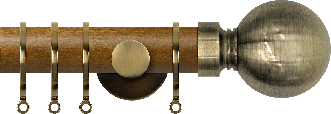 Renaissance Accents 35mm Mid Oak Cont Pole, Ant Brass Ball