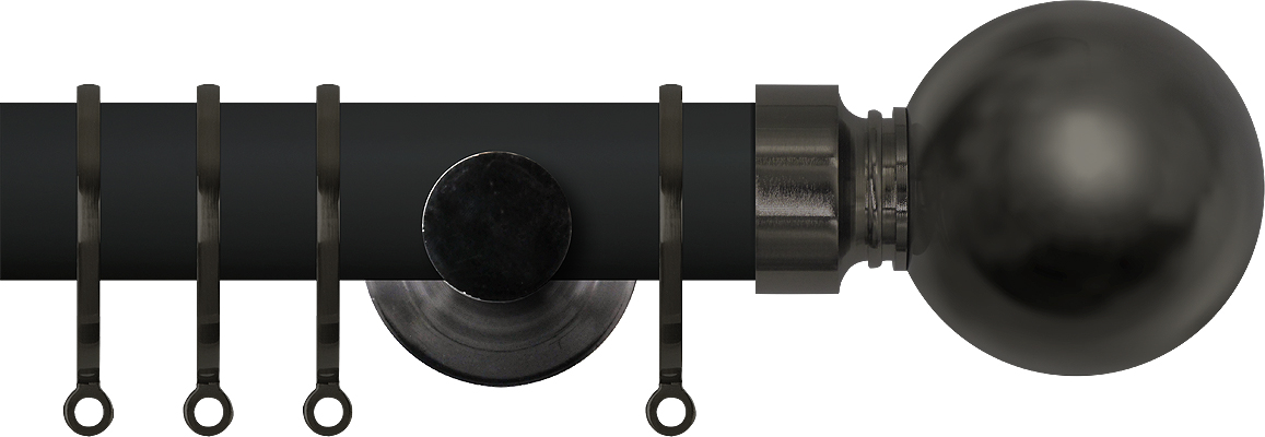 Renaissance Accents 35mm Cool Black Cont Pole, Black Nickel Ball