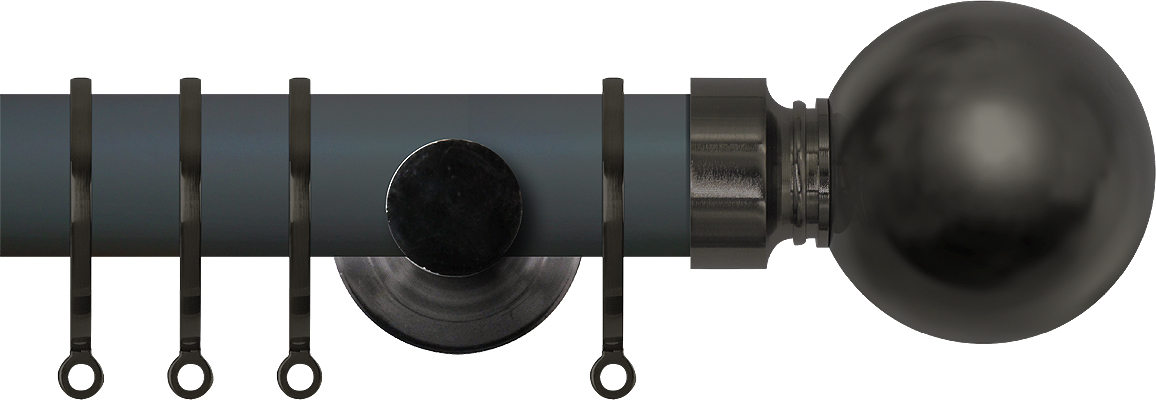 Renaissance Accents 35mm Slate Grey Cont Pole, Black Nickel Ball